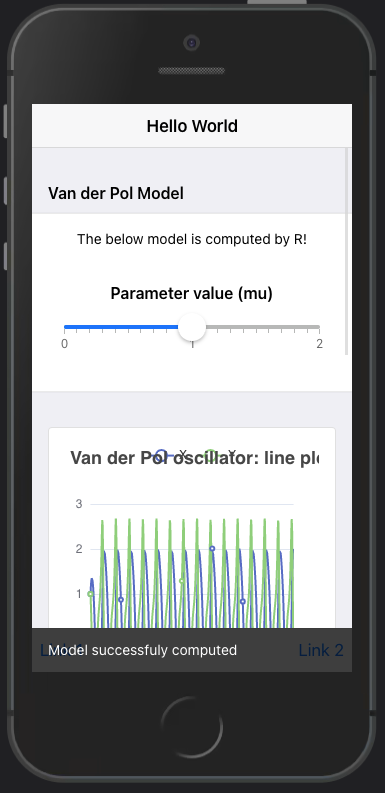 vdpMod basic app with time series output.