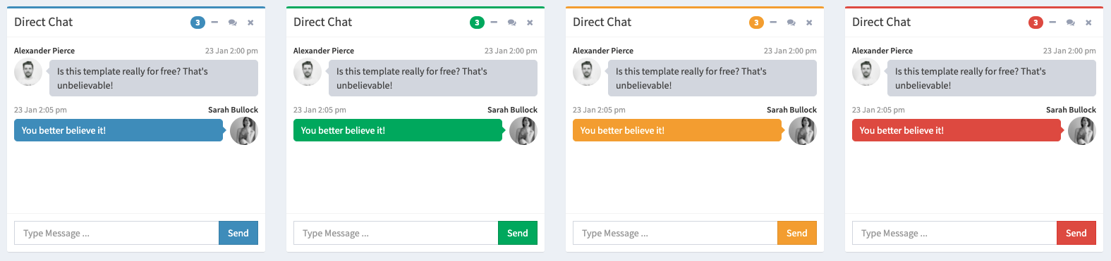 Chat user interface for AdminLTE2.